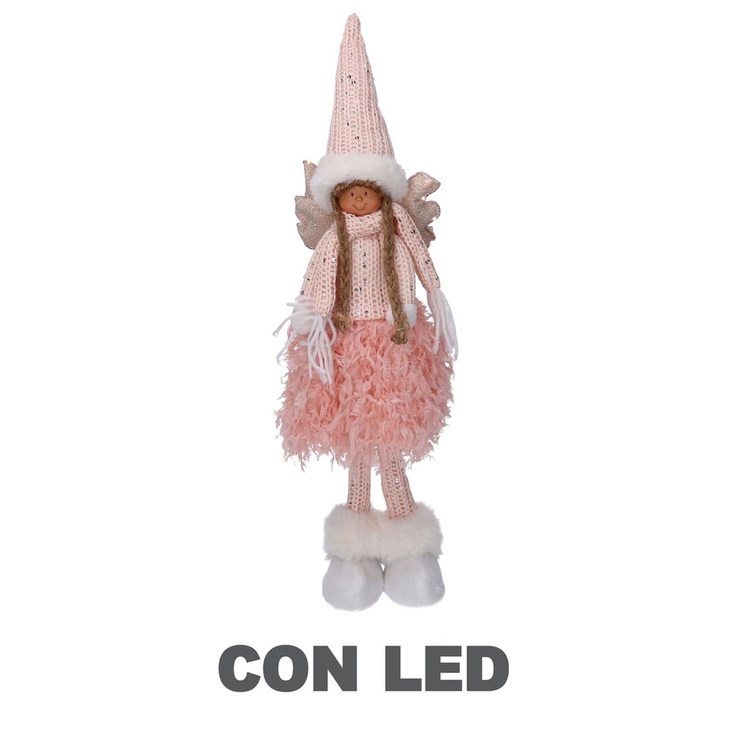Lampada Angelo a LED in tessuto rosa 15x10x52 cm