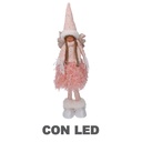 Lampada Angelo a LED in tessuto rosa 15x10x52 cm