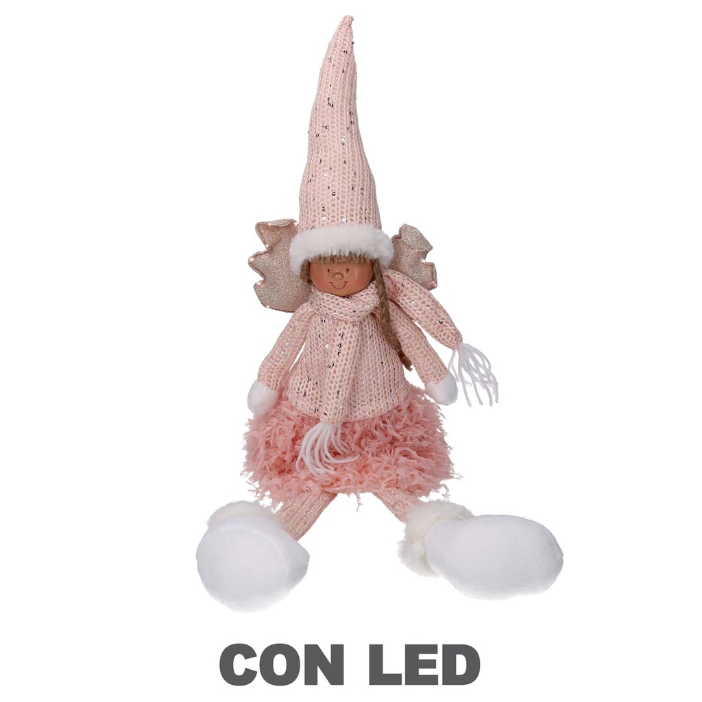 Lampada Angelo a LED in tessuto rosa 15x12x65 cm