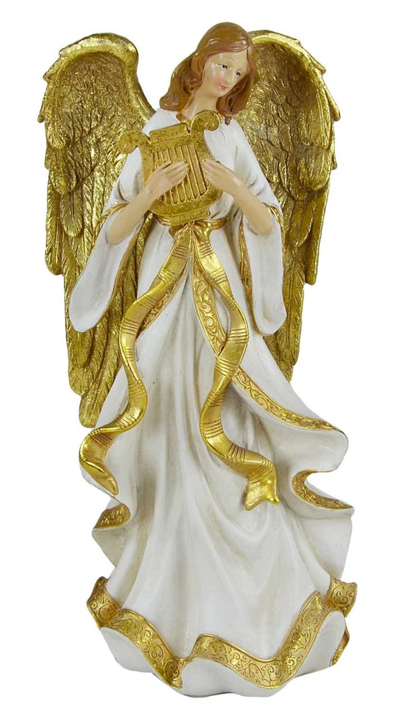 Angelo in Resina Bianco e Oro 18,8x15x37,8 cm