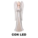 Angelo in resina con luce a led, colore oro, dimensioni cm22x16h66