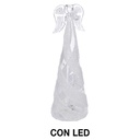 Angelo in vetro trasparente e bianco, dimensioni 7,5 cm x 7,5 cm x 20 cm