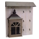 Appendino in legno con lanterna marrone - 65 x 55,5 x 15,5 cm