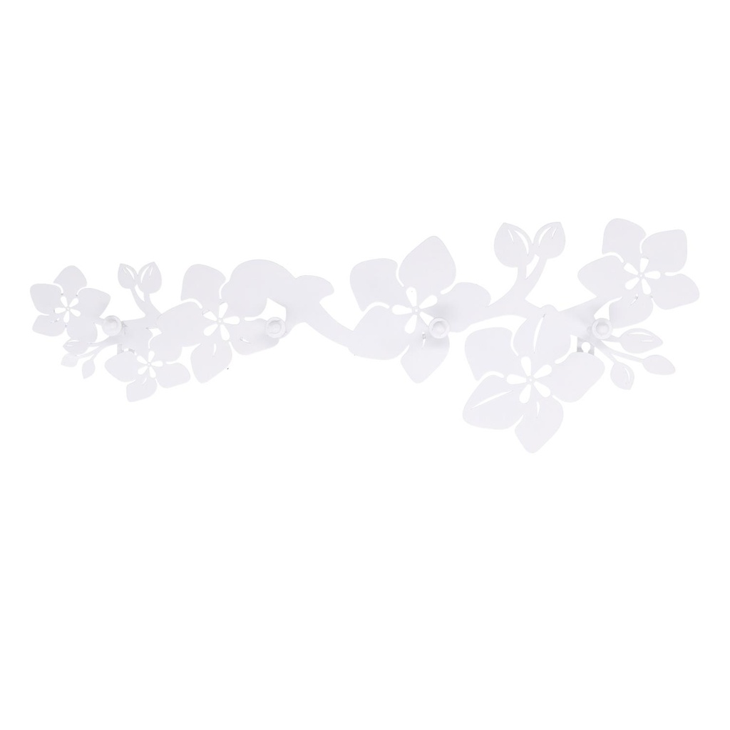 Appendino Fiori Bianco in Metallo 4 Posti cm60x20,5x4