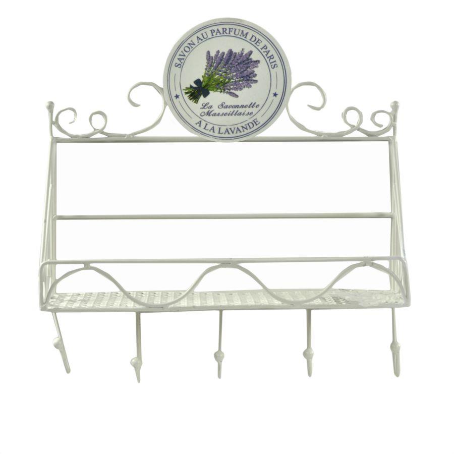 Appendino Metallo Lavanda 5 Posti con Mensola 37,5x13h37