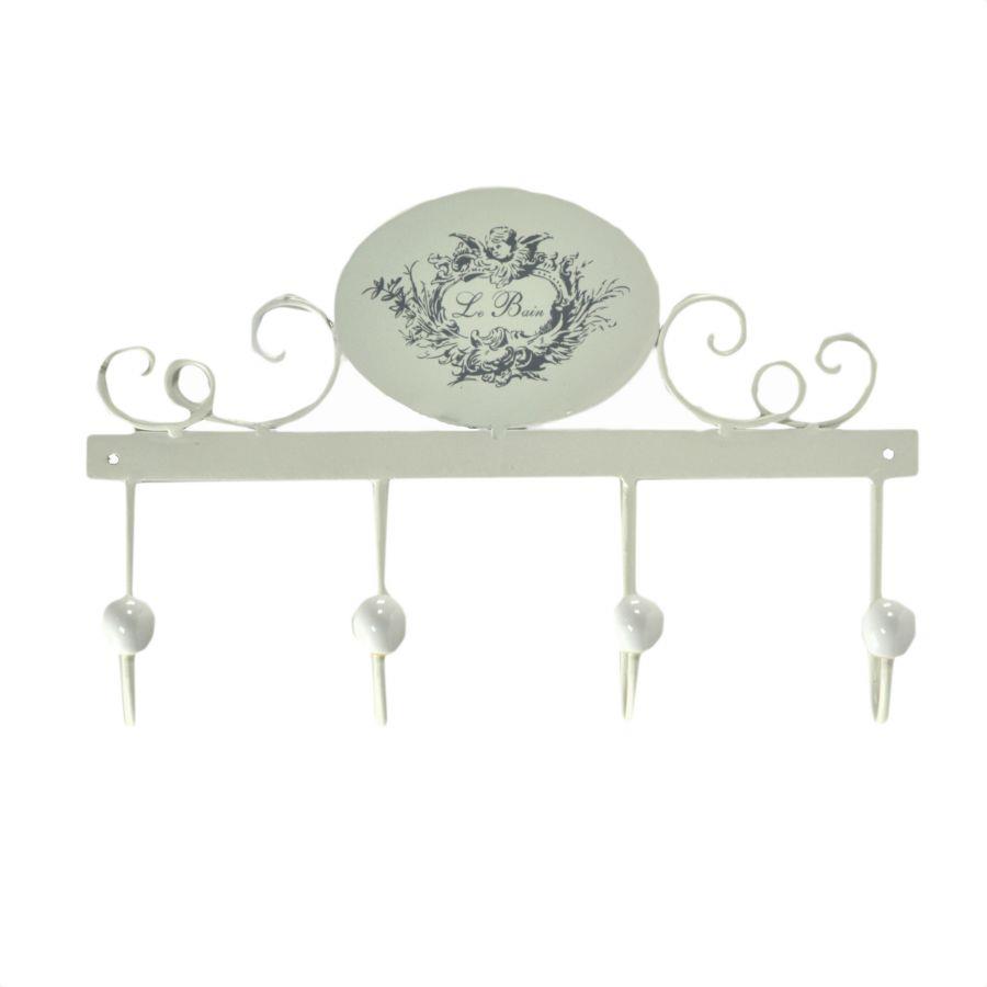Appendino Metallo Le Bain 4 Posti Decoro Ovale 34x23x7 cm