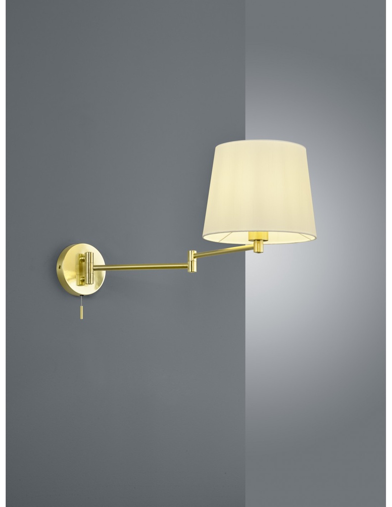 Applique con Braccio Flessibile in Ottone Satinato e Paralume Bianco