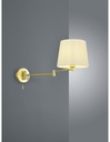 Applique con Braccio Flessibile in Ottone Satinato e Paralume Bianco