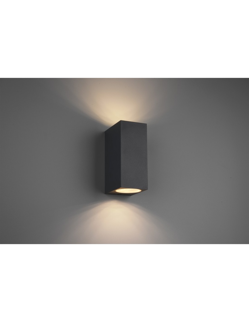 Applique Doppia Luce Led Squadrata Roya Antracite H15 cm IP44 Trio Lighting