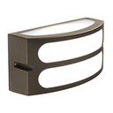 Applique in alluminio pressofuso, colore bianco goffrato, diffusore in resina satinata, altezza max lampada 140mm, alimentazione 230V, luce di qualità per ambienti esterni ed interni, classe di protezione IP54, potenza massima lampade 60W