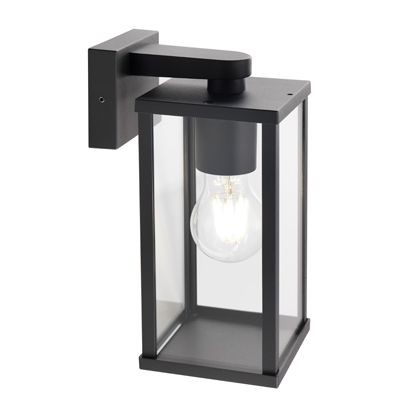 Applique in Alluminio Pressofuso Nero con Diffusore in Vetro Trasparente