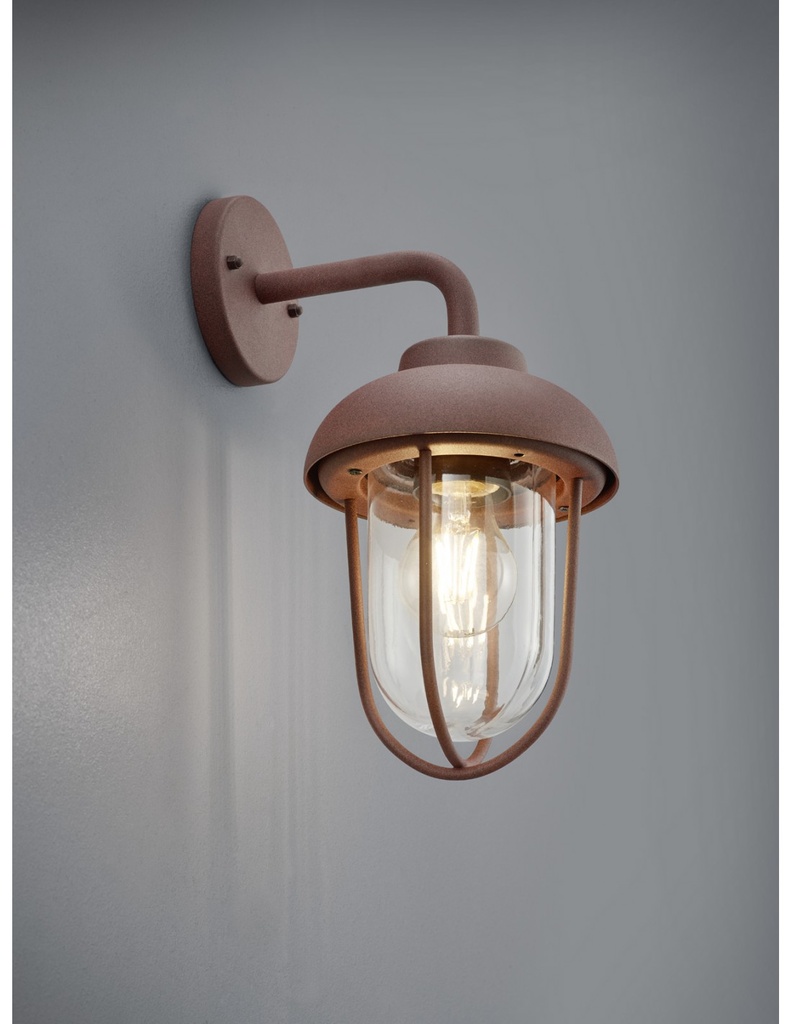 Applique Lanterna Ruggine e Paralume Vetro IP44