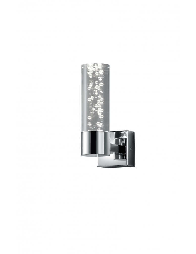 Applique Led Cromo Paralume Cilindro Effetto Bolle IP44