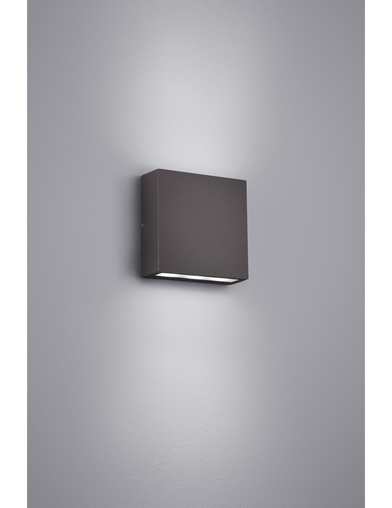 Applique Quadrata Thames Led Doppia Emissione Antracite 14x14 cm