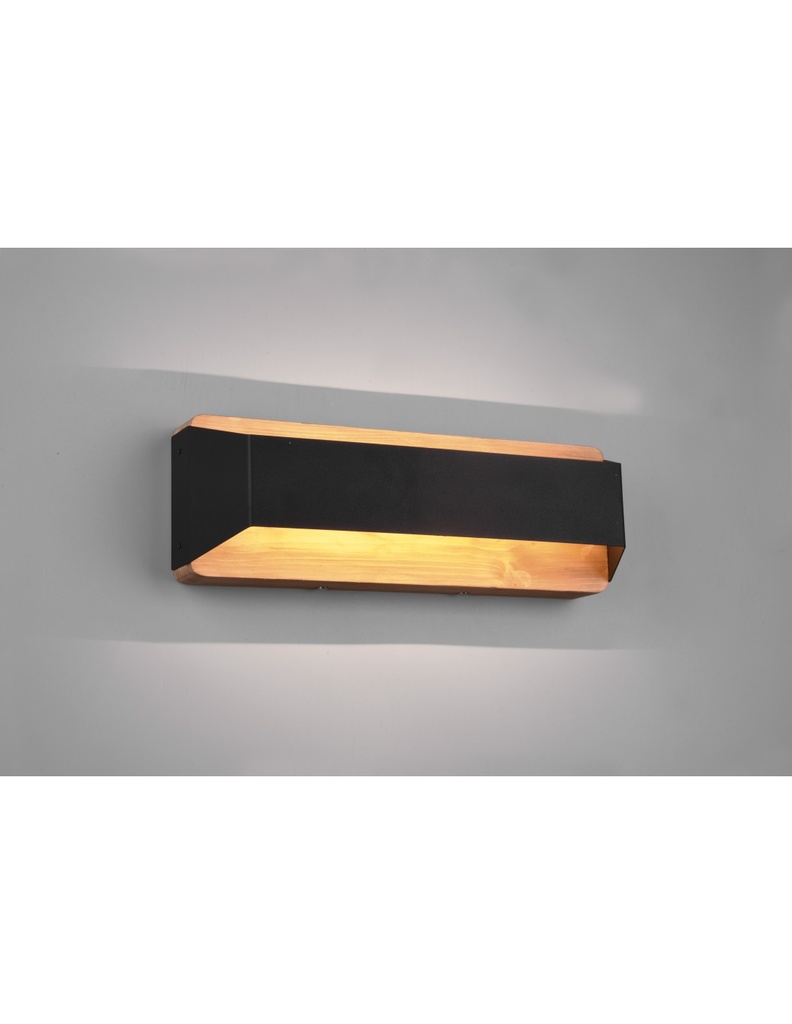 Applique rettangolare doppia emissione LED in legno nero
