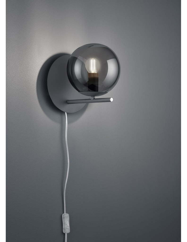 Applique Vetro Fumé Antracite 1xE14 Pure Trio Lighting