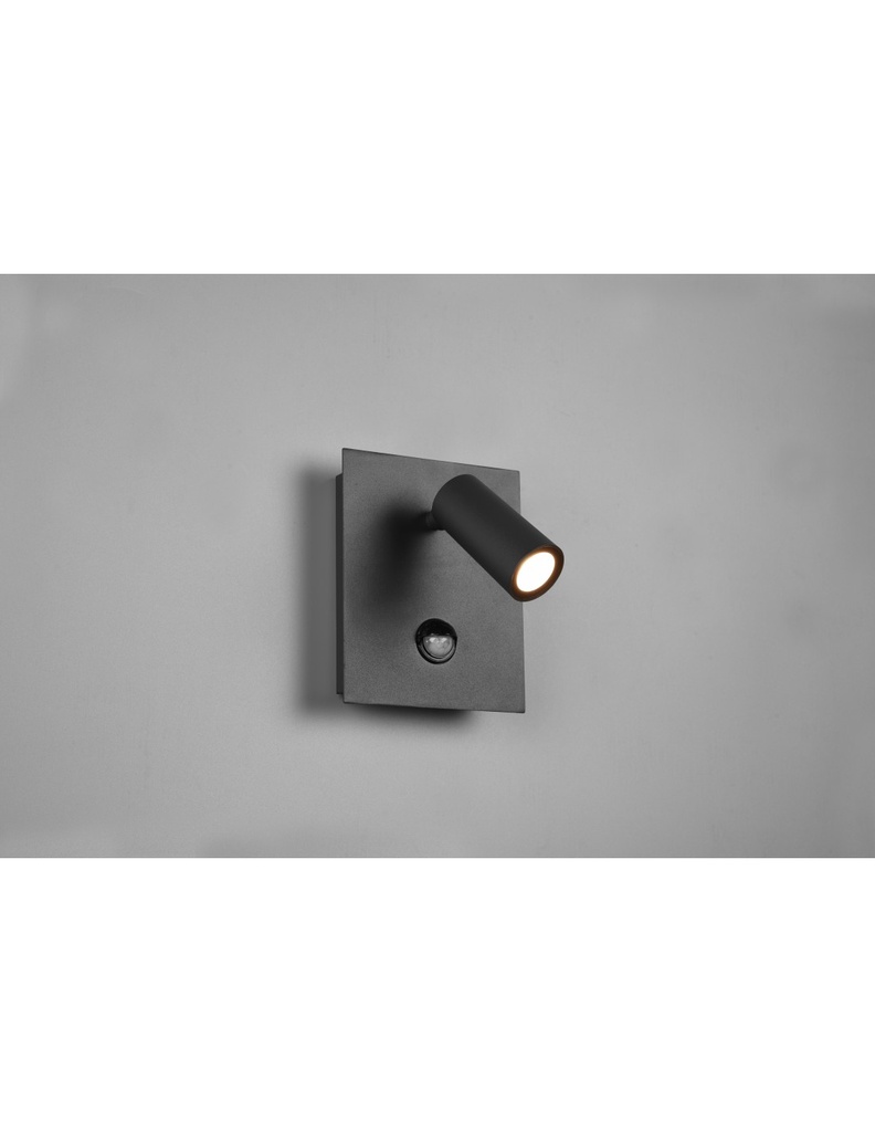 Applique Tunga Spot Led Antracite Orientabile IP54 Con Sensore