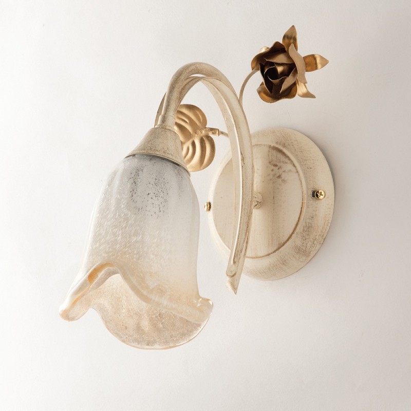 Applique in ferro Avorio Oro rose una luce 23x h26 cm