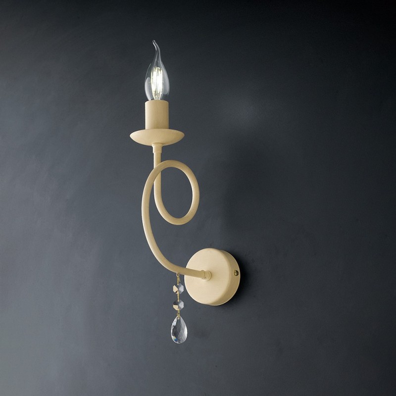 Applique in ferro Avorio decorazione Decape una luce 17x h32 cm