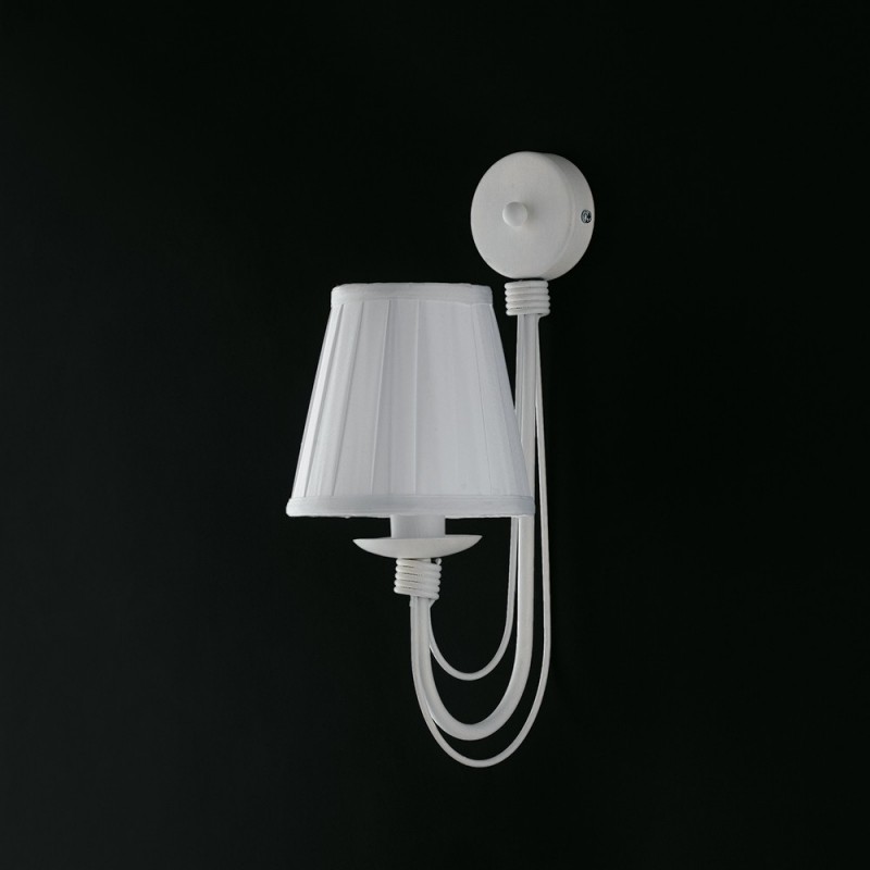 Applique in ferro Bianco shabby una luce paralume Bianco 21x h38 cm