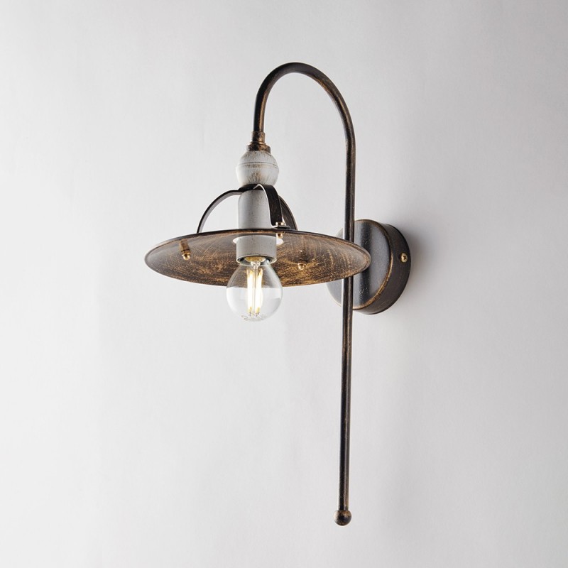 Applique in ferro Marrone Oro industrial Bianco minimal 25x h38 cm