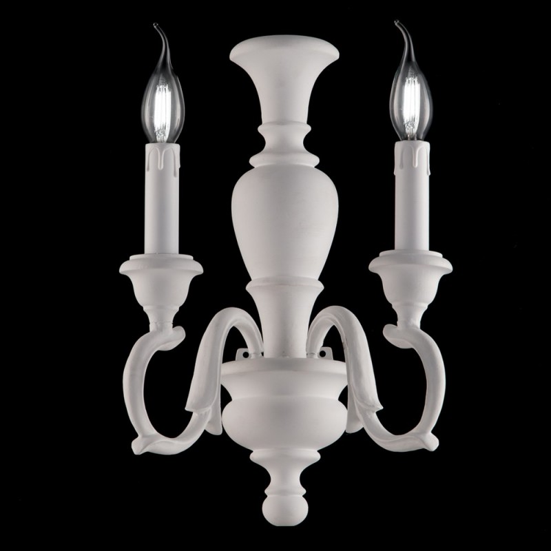 Applique in legno Bianco Shabby due luci 25x h40 cm