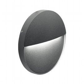 Applique tonda in alluminio pressofuso con diffusore satinato - 6W, 680 lumen - Luce calda