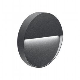 Applique tonda in alluminio pressofuso con diffusore satinato grafite - Illuminazione esterna a risparmio energetico