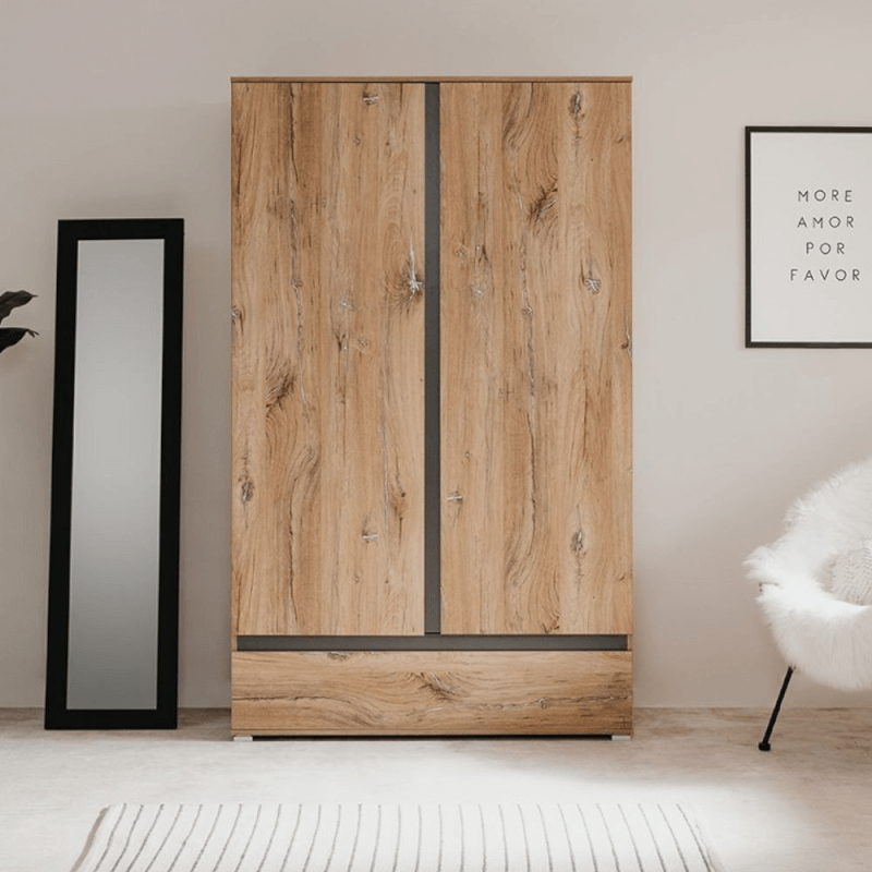 Armadio Unna60A rovere antico due ante e cassetto