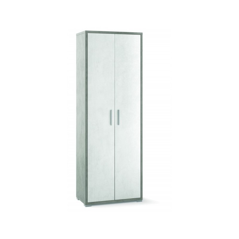 Armadio alto multiuso con due ante Bianco Cemento 71x41x h199 cm