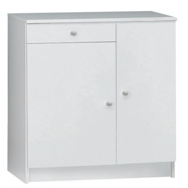 Armadio Multiuso Basso Due Ante Un Cassetto Bianco 77x34xH80 cm