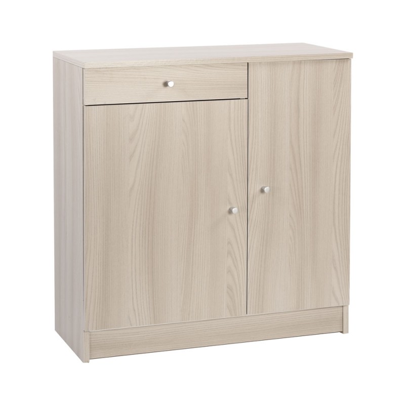 Armadio multiuso basso con due ante e un cassetto Olmo Chiaro 77x34x h80 cm