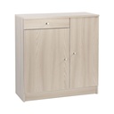 Armadio multiuso basso con due ante e un cassetto Olmo Chiaro 77x34x h80 cm