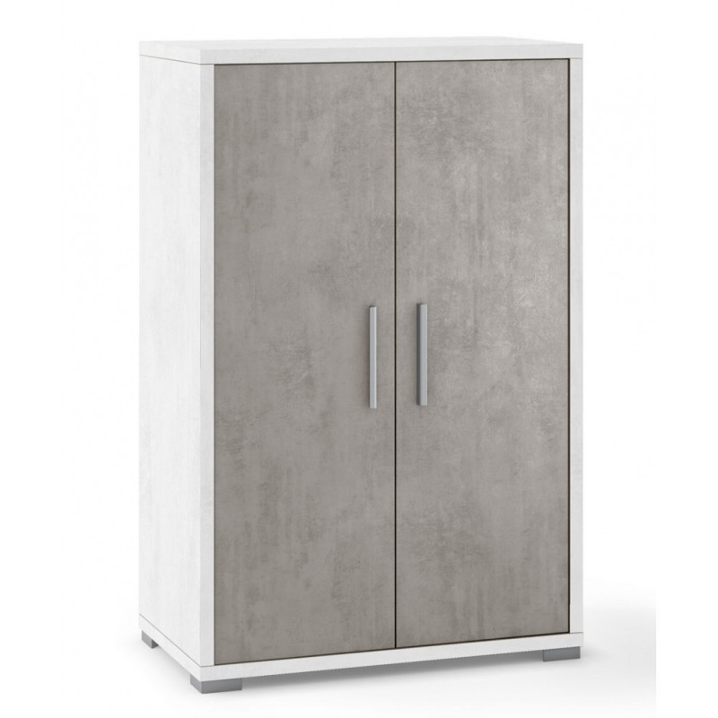 Armadio multiuso con due ante Bianco Cemento 71x41x h110 cm