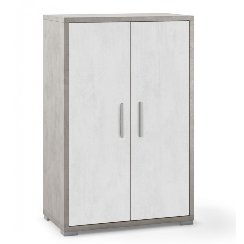Armadio multiuso con due ante Cemento Bianco 71x41x h110 cm