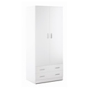 Armadio Multiuso Due Ante Due Cassetti Bianco 77x52x182 cm
