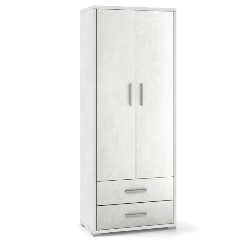 Armadio multiuso con due ante e due cassetti Bianco Ossido 71x41x h182 cm