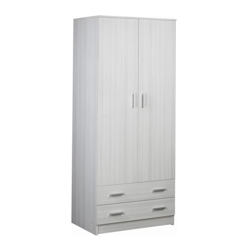 Armadio Multiuso Due Ante Due Cassetti Eucalipto 77x52x h182 cm