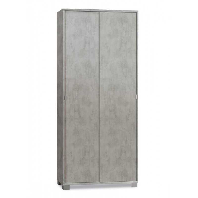Armadio multiuso con ante scorrevoli e ripiani Beton Cemento 82x41x h190 cm