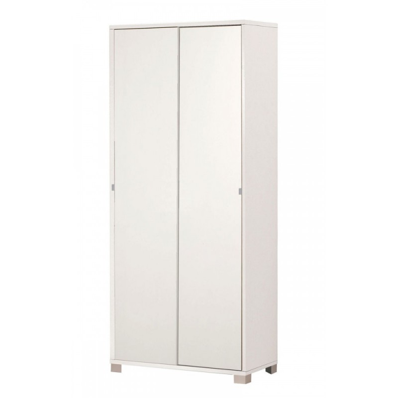 Armadio multiuso con due ante scorrevoli e ripiani Bianco 82x41x h190 cm