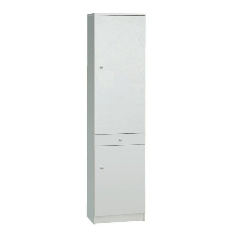 Armadio Multiuso Due Ante Un Cassetto Bianco 46x34x H183 cm