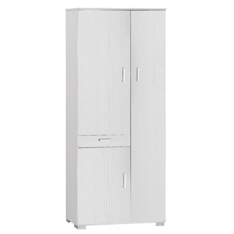 Armadio Multiuso Tre Ante Un Cassetto Bianco Cenere 77x34x h178 cm