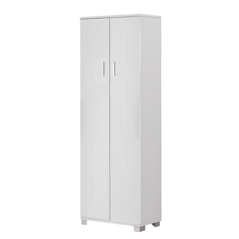 Armadio Scarpiera Multiuso Due Ante Cinque Ripiani Bianco Cenere 62x34x h178 cm