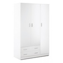 Armadio Tre Ante Due Cassetti Bianco 115x52x180 cm