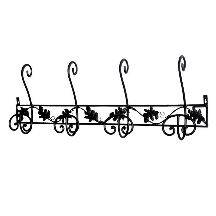 Attaccapanni a muro metallo 4 posti nero toni cm89x31x10