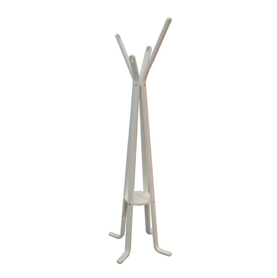 Attaccapanni a stelo in legno bianco con 4 braccia - 50x180 cm