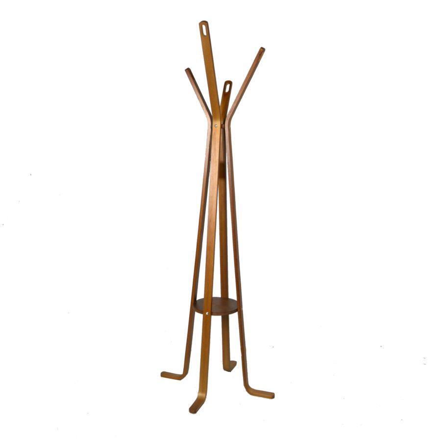 Attaccapanni in legno noce a 4 braccia 50x50x180 cm
