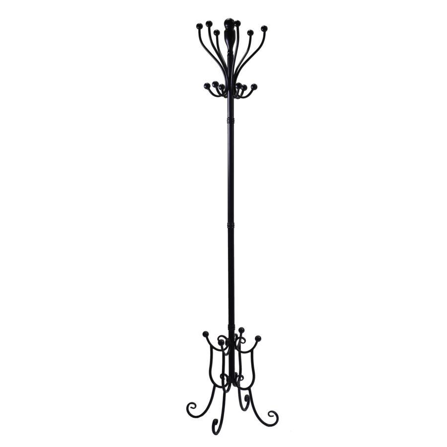 Attaccapanni a stelo in metallo nero 34 cm di diametro e 180 cm di altezza