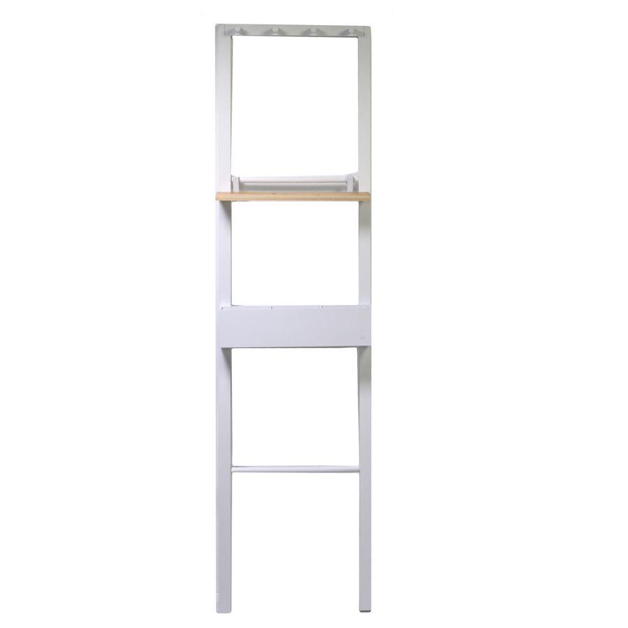Attaccapanni Stand legno 4 ganci Bianco con mensola 40x13x160 cm