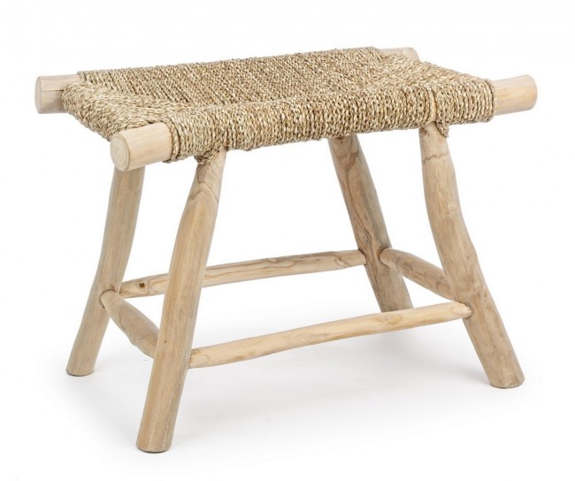 Sgabello BELINDA H45 in radici di teak e acciaio